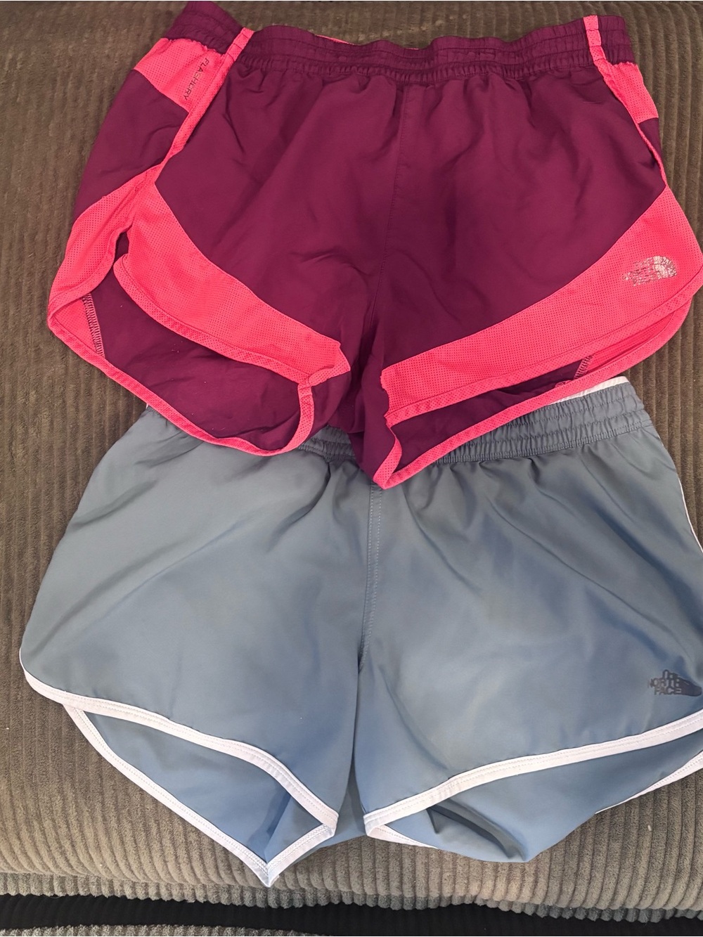 The North Face Women’s Maroon & Pink and Light Blue Athletic Shorts Duo